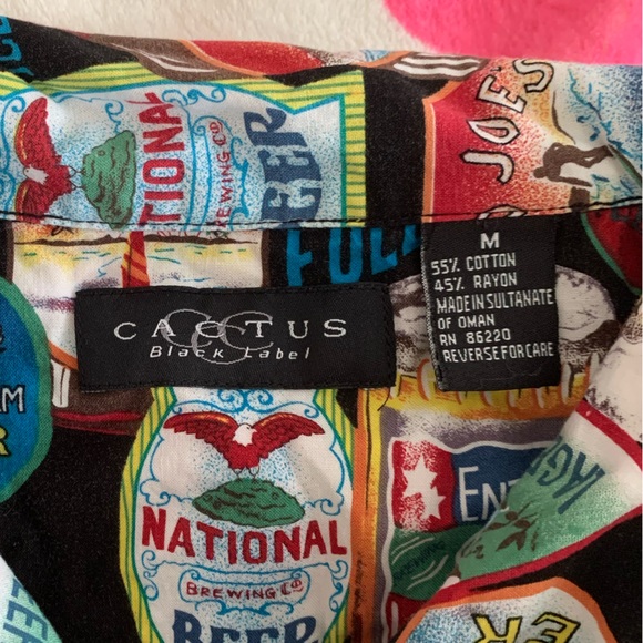 RARE VINTAGE BEER PRINT BUTTON UP - Picture 3 of 4